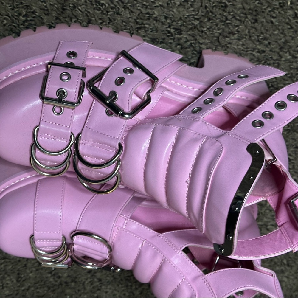 Trendy Pink Platform Boots - Picture 2 of 7